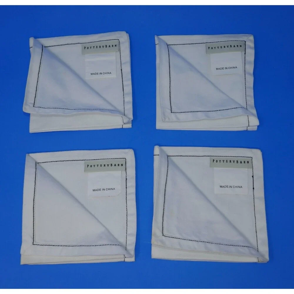 Pottery Barn Embroidered Martini Cocktail Napkins Set of 4
